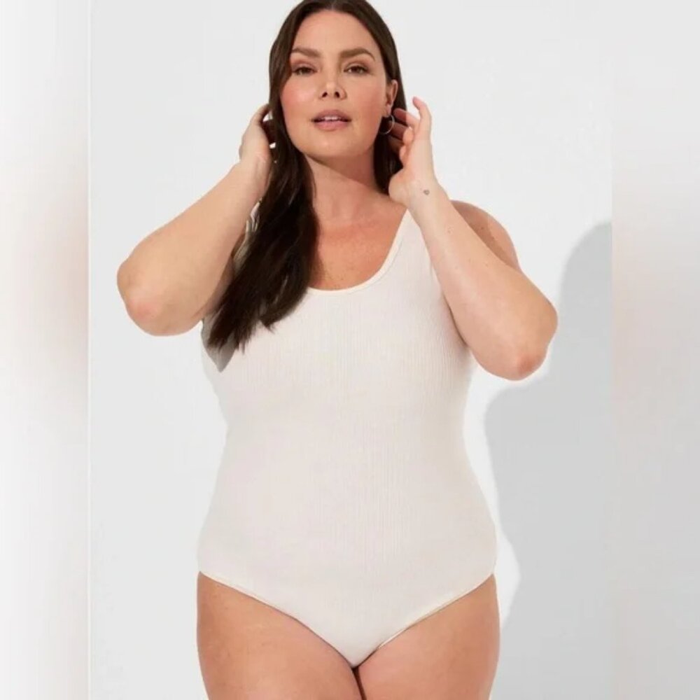 NWT White Cream Ribbed Bodysuit Super Soft Tank Sleeveless
